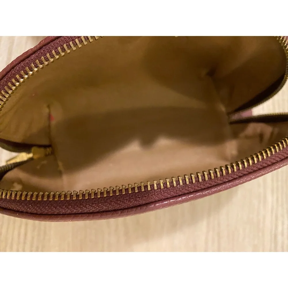 Cuyana Travel Case Set Burgundy Leather Toiletry Makeup Pouch Travel Monogram